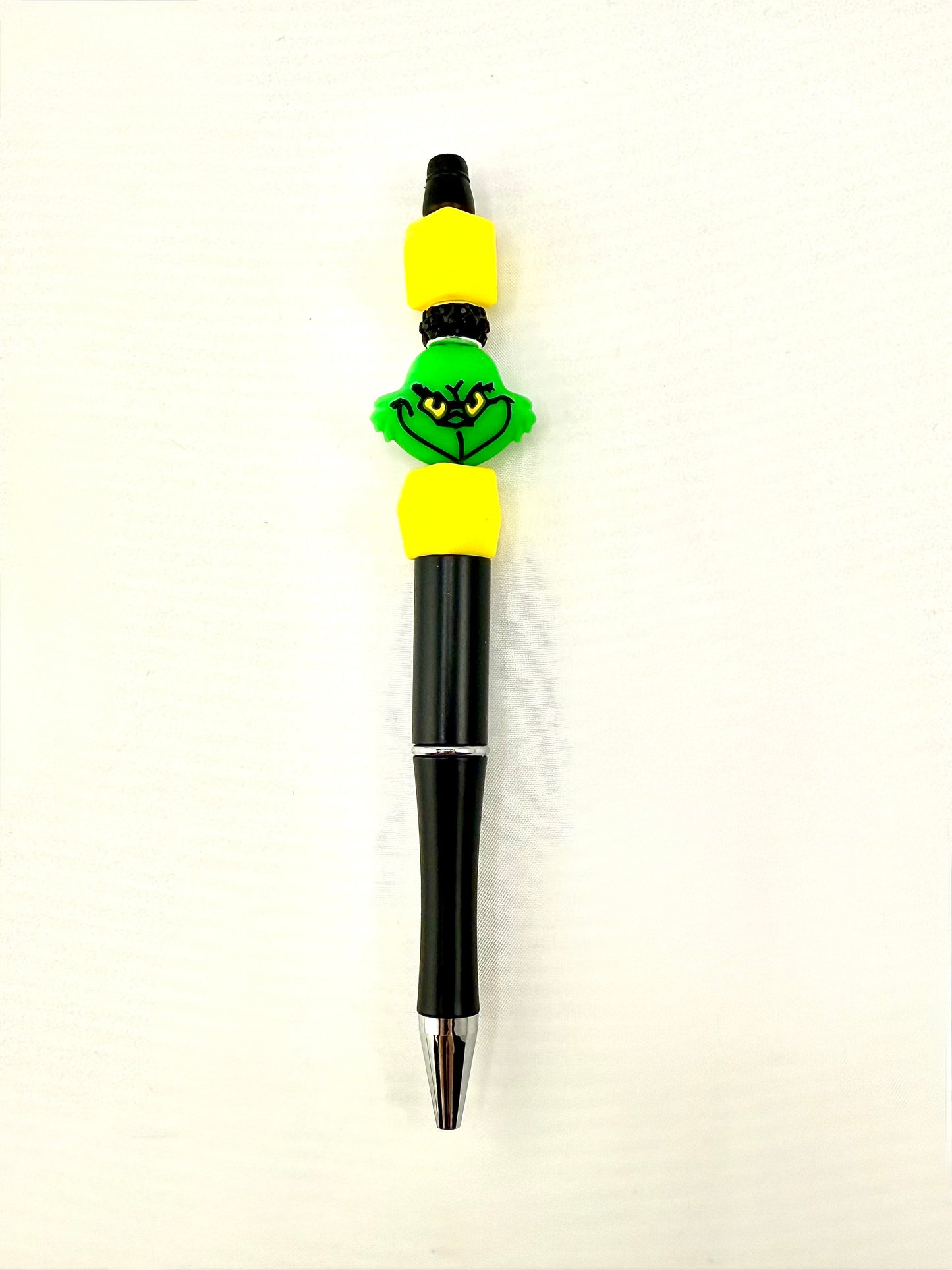 Grinch head beaded pen
