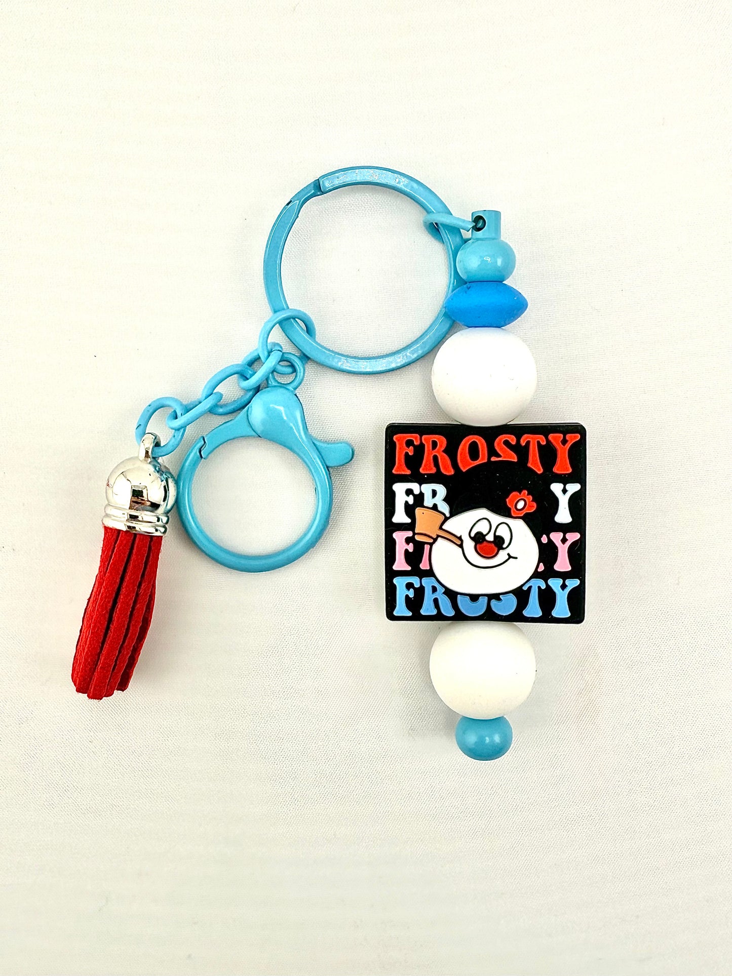 Frosty snowman beaded keychain
