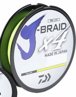 Daiwa J-Braid X4 Fluorescent Yellow Fishing Line - 300yds 15lb