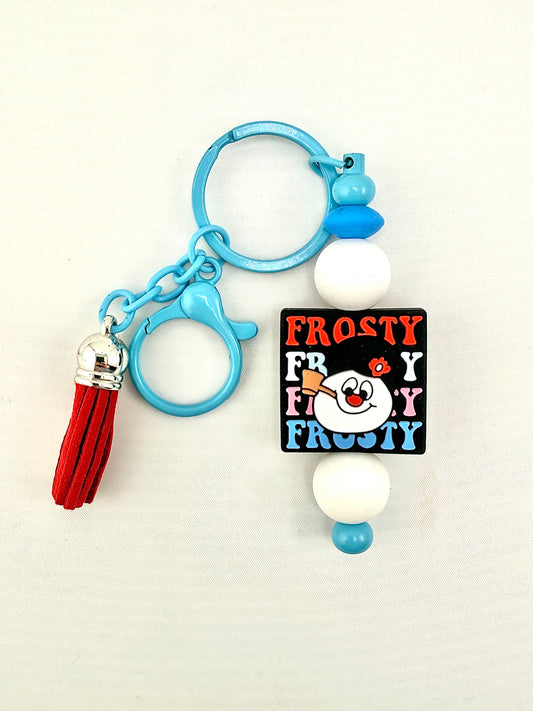 Frosty snowman beaded keychain