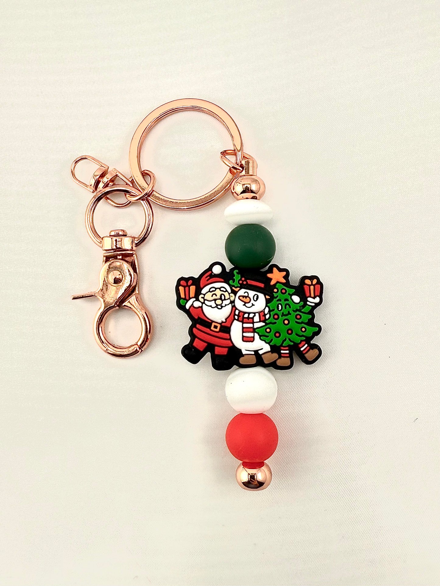 Snowman and friends beaded keychain