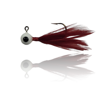 🌟 Cabin Creek Baits 1/32 oz White Feather Tail Pop Eye Jig Fishing Jig  Size 1